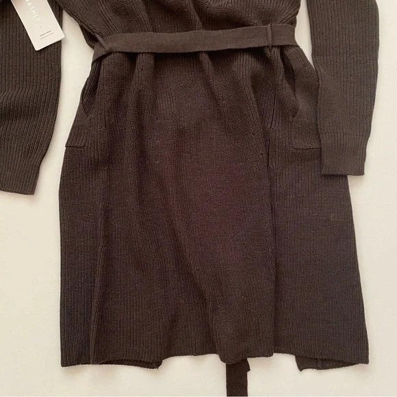 Athleta Scenic Wrap Cardigan Sweater Size XS Walnut Brown Cozy Long Merino Wool - Picture 10 of 10